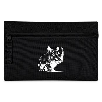 Grinning Rhinoceros Stroke Drawing Sketch - Pencil Case - black - Front