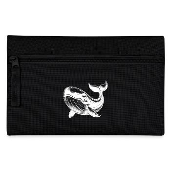 Huge smiling blue whale with tail fin - Pencil Case - black - Front
