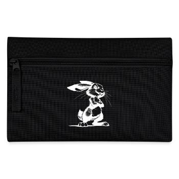 Stolzer Hase mit großen Augen und riesigen Ohren - Federtasche - Schwarz - Vorne