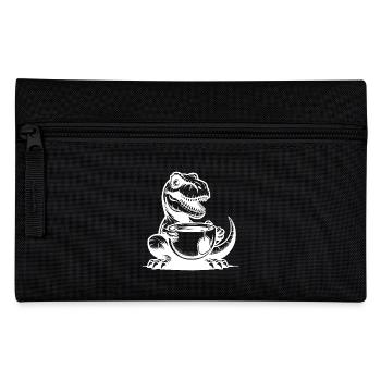 Office dino very funny tea-rex with cup - Pencil Case - black - Front