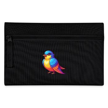 hirondelle coloré kawaii personnage de dessin animé oiseau - Trousse - noir - Devant