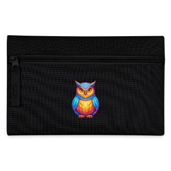 Große gehörnte Eule Bunter Kawaii Cartoon Vogel - Federtasche - Schwarz - Vorne
