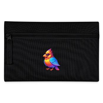Cardinal Colorful Kawaii Cartoon Character Bird - Pencil Case - black - Front