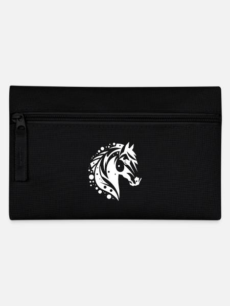Stolzer Pferdekopf Vintage Porträt Pony Tattoo - Federtasche - Schwarz