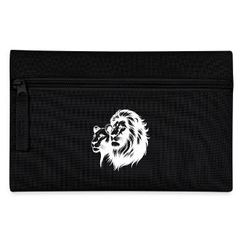 fier lion avec lionne tatouage style portrait - Trousse - noir - Devant
