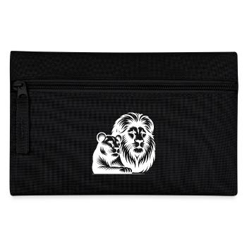 Lion and Lioness Head Style Portrait - Pencil Case - black - Front