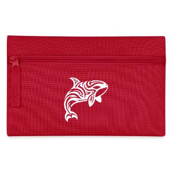 Orca Tribal Tattoo Style Jumping Out of the Water - Pencil Case - red - Front
