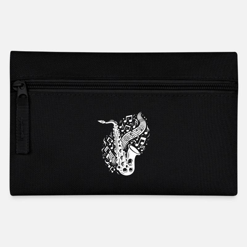 Saxophone avec beaucoup de notes de musique volantes - Trousse - noir