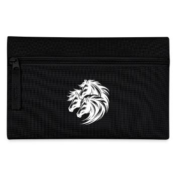 Elegante Pferdeköpfe mit wilder Mähne - Federtasche - Schwarz - Vorne