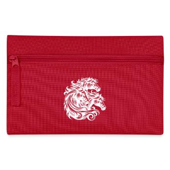 Wild horse heads with elegant mane in the wind - Pencil Case - red - Front