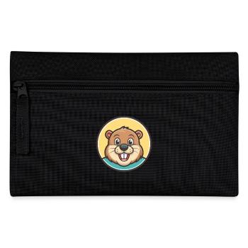 Biber Kawaii Cartoon Figur Tier Haustier Gesicht - Federtasche - Schwarz - Vorne