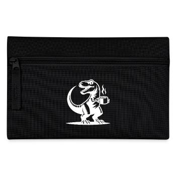 Morning grouch dinosaur with coffee cup - Pencil Case - black - Front