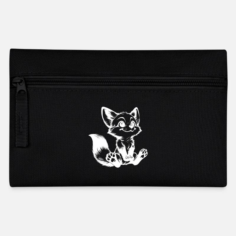 Neugieriger Fuchs Zeichnung sitzender Fuchs - Federtasche - Schwarz