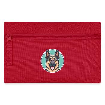 German Shepherd Dog Breed Cartoon Kawaii Clipart - Pencil Case - red - Front