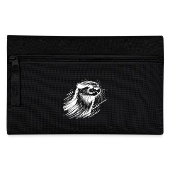 Cute Otter Portrait Pencil Sketch - Pencil Case - black - Front
