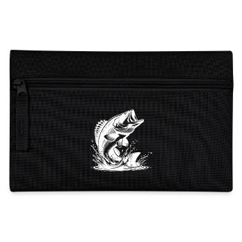 Zander Fisch springt elegant aus dem Wasser - Federtasche - Schwarz - Vorne