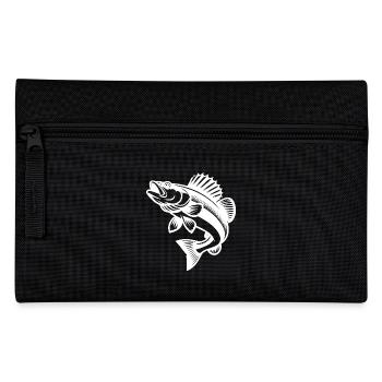 Sport Fisherman Motif Jumping Zander Fish - Pencil Case - black - Front