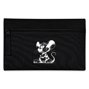 Grinning mouse with big eyes huge ears - Pencil Case - black - Front