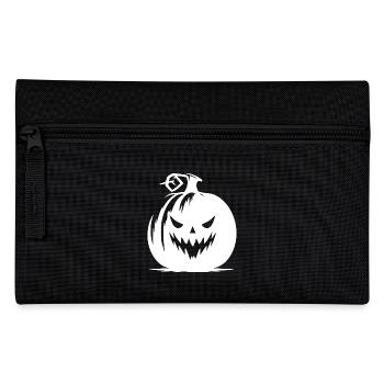 Evil grinning pumpkin lantern with nasty look - Pencil Case - black - Front