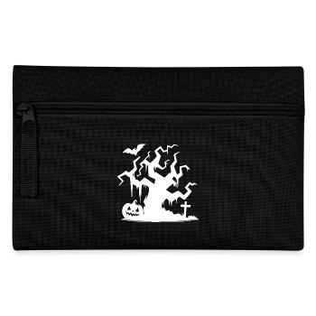 Halloween Haunted Tree with Pumpkin and Bat - Pencil Case - black - Front
