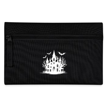 Scary Haunted House Halloween Tattoo Style - Pencil Case - black - Front