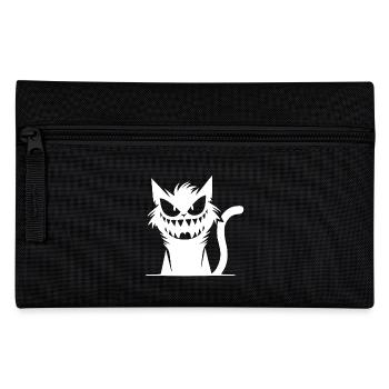 Chat souriant sauvage regard fou - Trousse - noir - Devant