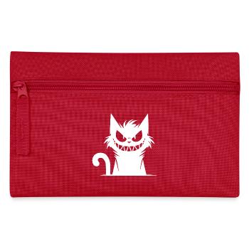 Chat souriant avec un regard maléfique dans les yeux - Trousse - rouge - Devant