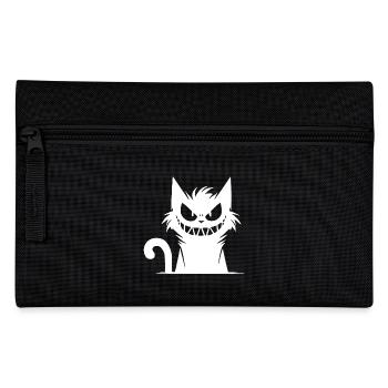 Grinning cat with an evil look in his eyes - Pencil Case - black - Front