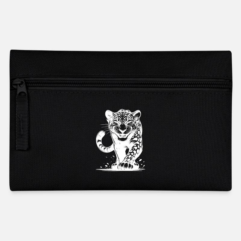 Listiger Leopard jagend mit Flecken - Federtasche - Schwarz
