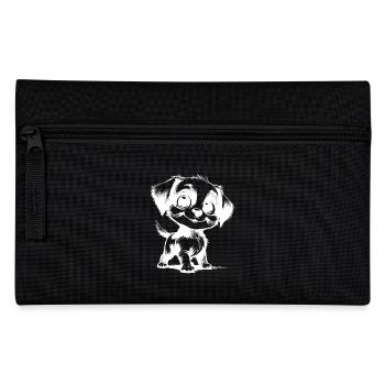 Cute Dog with Big Eyes Stroke Drawing - Pencil Case - black - Front