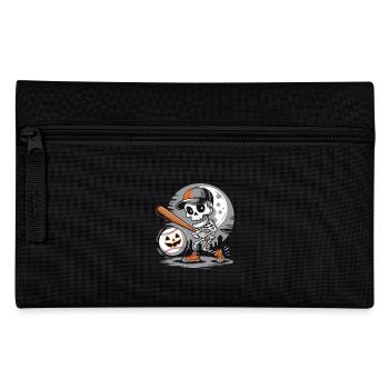 Halloween Baseball Skeleton Cute Creepy - Pencil Case - black - Front