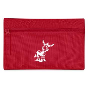 Funny Grinning Donkey Pencil Drawing - Pencil Case - red - Front