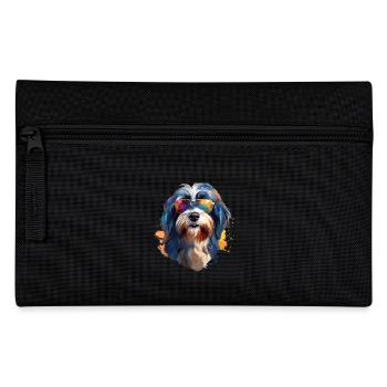 Tibet Terrier mit Sonnenbrille - Federtasche - Schwarz - Vorne