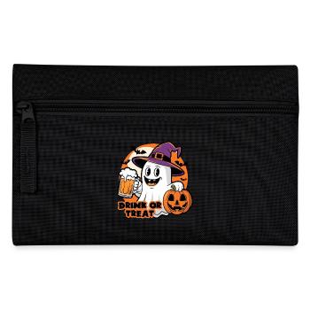Halloween Geist mit Bier und Kürbis - Federtasche - Schwarz - Vorne