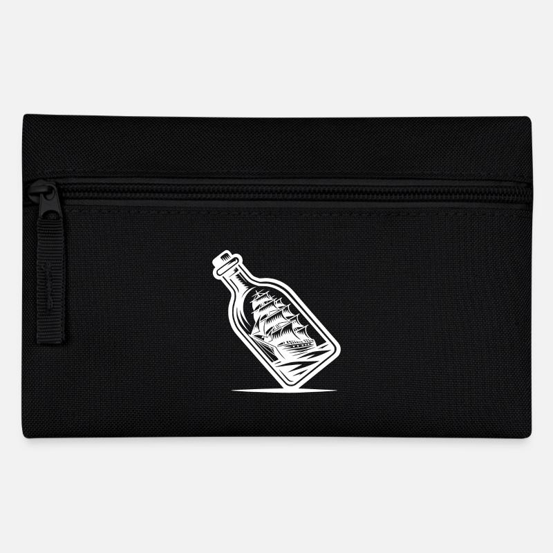 Klassische Segelschiff in der Flasche Buddelschiff - Federtasche - Schwarz