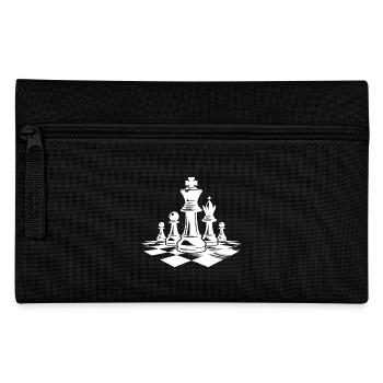 Chessboard with chess pieces king and queen - Pencil Case - black - Front