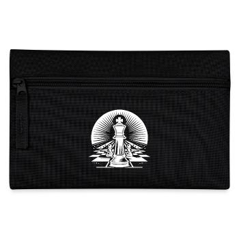 Chessboard with chess pieces king and pawns - Pencil Case - black - Front