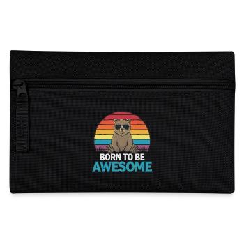Teddy Bär Spruch Born to be Awesome - Federtasche - Schwarz - Vorne