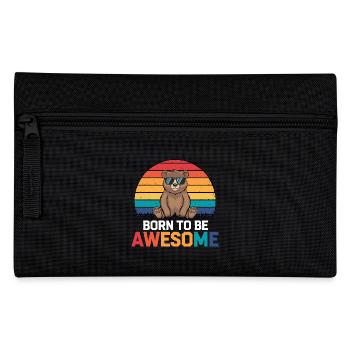 Teddy Bär Spruch Born to be Awesome - Federtasche - Schwarz - Vorne
