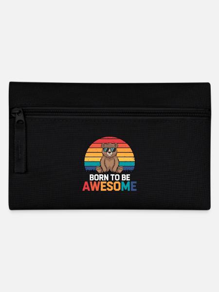 Teddy Bär Spruch Born to be Awesome - Federtasche - Schwarz