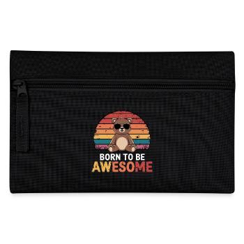 Teddy Bär Spruch Born to be Awesome - Federtasche - Schwarz - Vorne