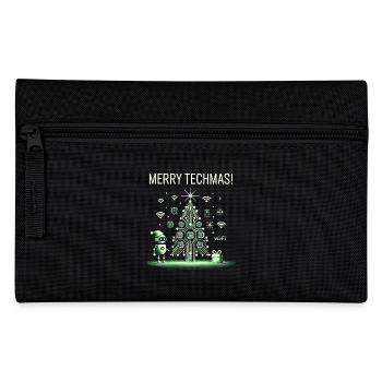 Merry Techmas - Robot and Circuit Christmas Tree - Pencil Case - black - Front