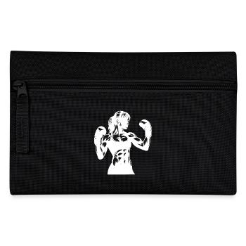 Muscular woman with braid in boxing match mode - Pencil Case - black - Front