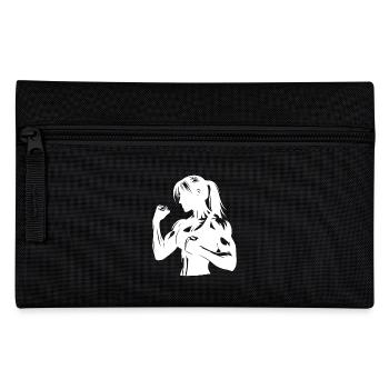 Boxe femme avec tresse dans une pose de combat puissante - Trousse - noir - Devant