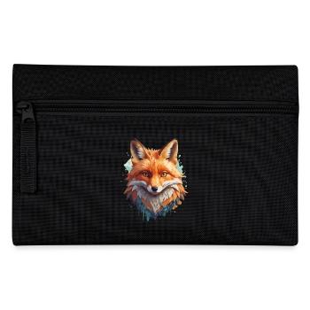 Fox Cartoon Portrait Cool Colorful - Pencil Case - black - Front