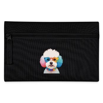 Bichon Frisé chien mignon lunettes colorées - Trousse - noir - Devant