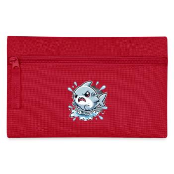 Angry Shark Splash Cartoon Design - Pencil Case - red - Front