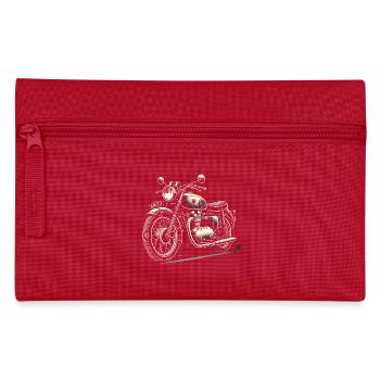 Vintage Classic Motorcycle Illustration - Pencil Case - red - Front