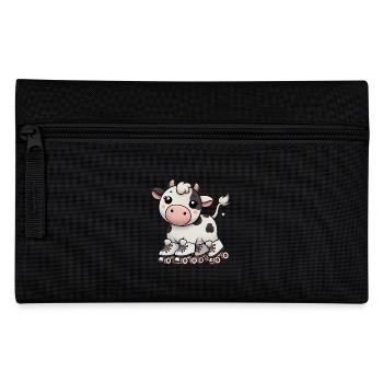 Skating Cow Cartoon TShirt Design - Pencil Case - black - Front