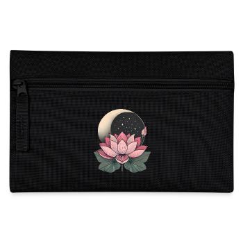 Elegante Lotusblume mit Mond-Design - Federtasche - Schwarz - Vorne